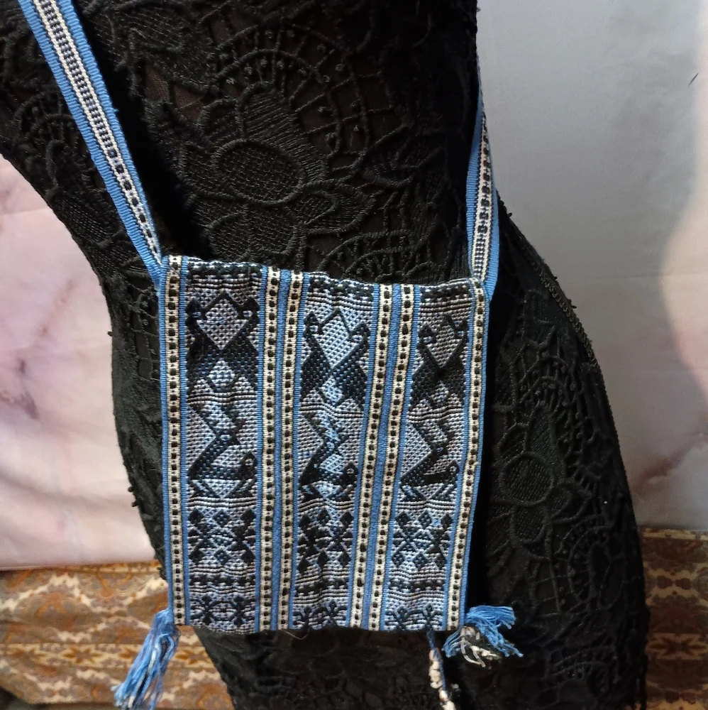 Blue Small Woven‎ South American Crossbody Bag